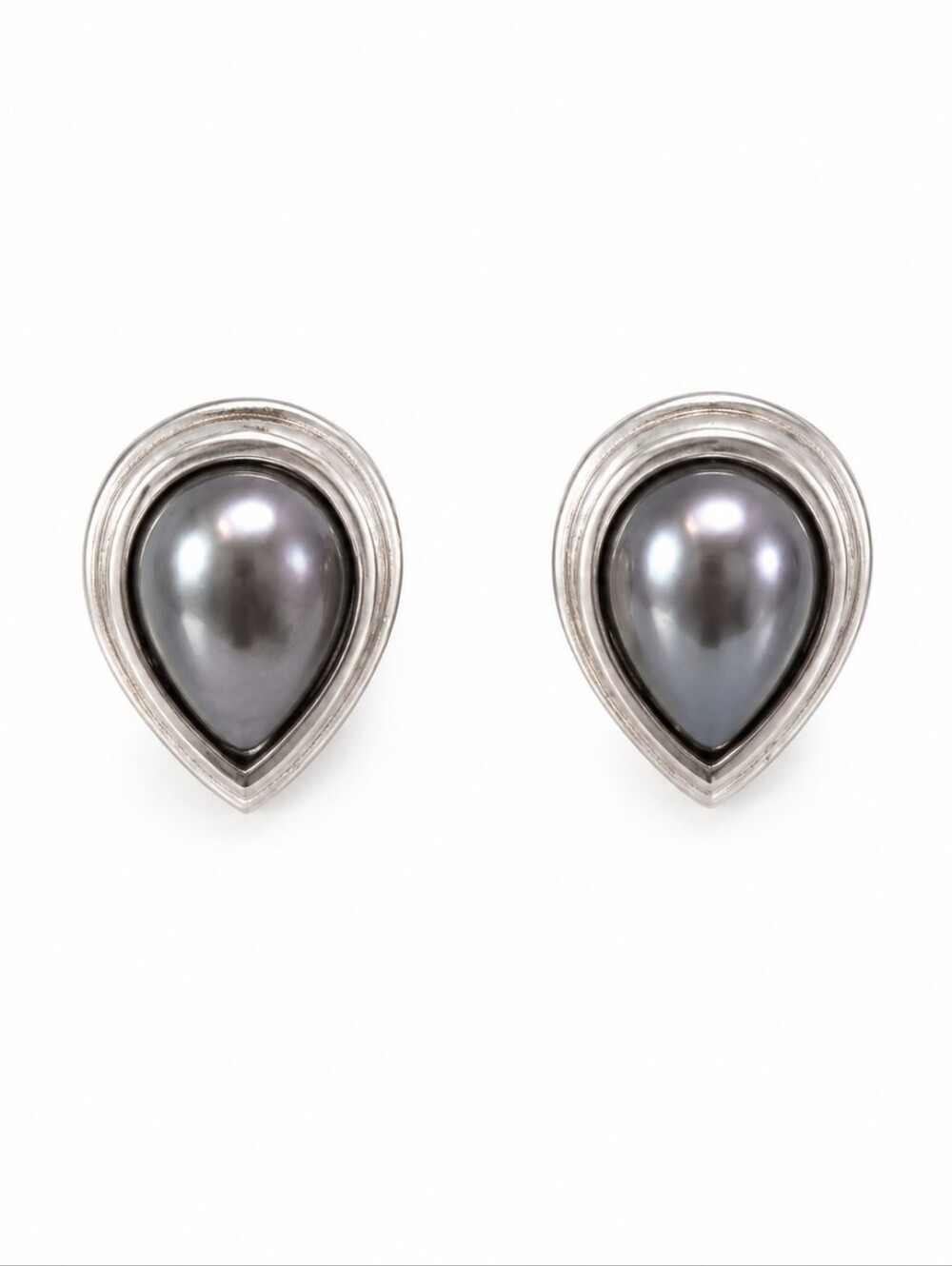Christian Dior Authentic 925 Sterling Silver Teardrop Clip-On Earrings Vintage